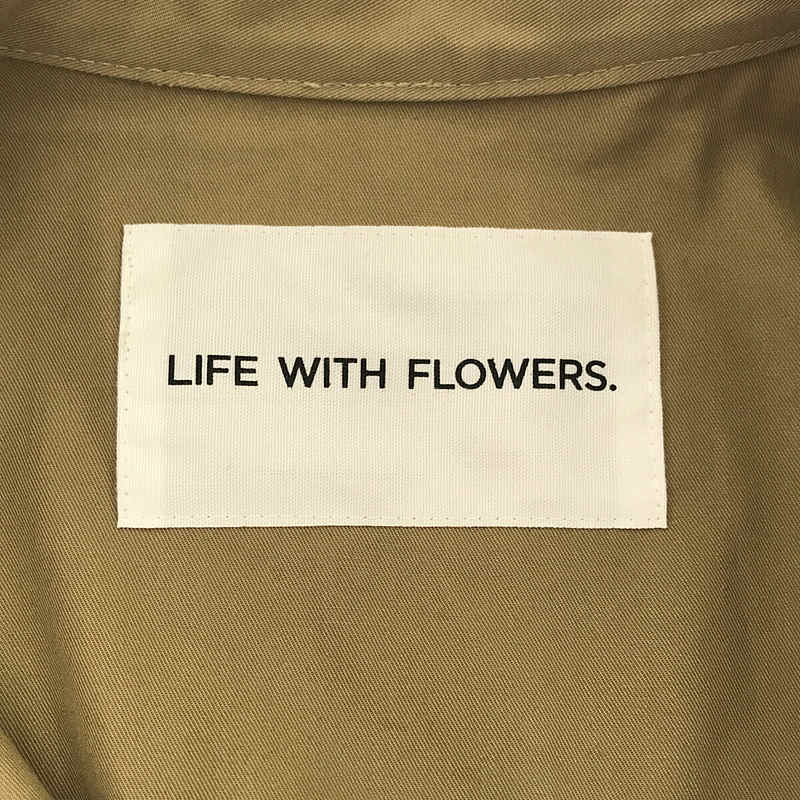 LIFE WITH FLOWERS. / ライフ ウィズ フラワーズ コットン ツイル バンドカラー サファリ シャツ コート ベルト付き