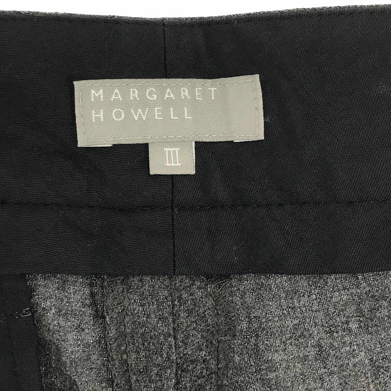 MARGARET HOWELL / マーガレットハウエル ウール カシミア ウエスト ベルト 2タック ワイド クロップド パンツ