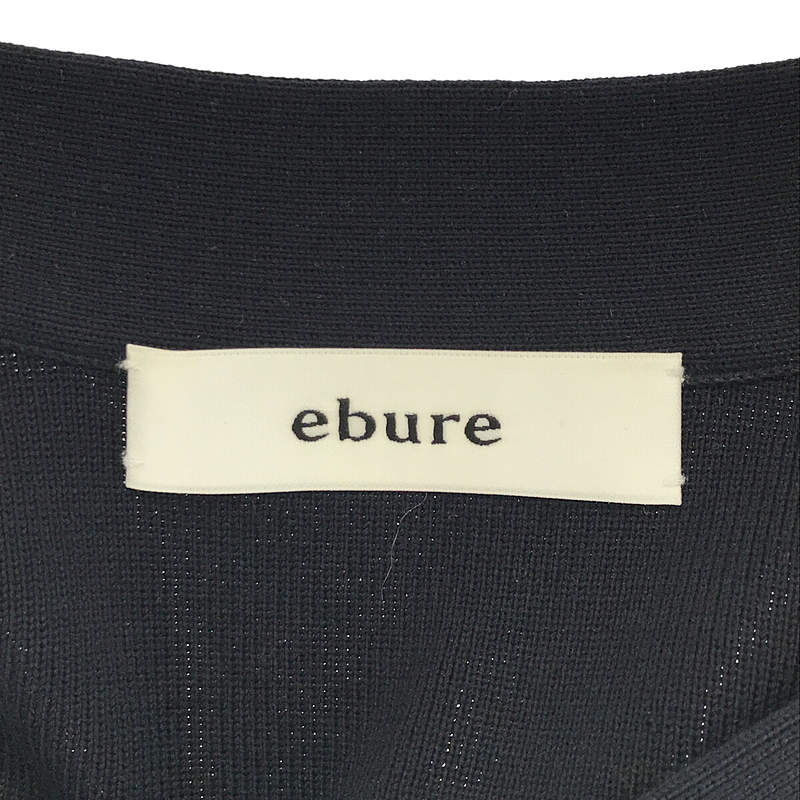 【美品】  ebure / エブール | × RonHerman ロンハーマン Silk Cotton Knit V Neck Cardigan シルク コットン Vネック ニット カーディガン | ネイビー | レディース