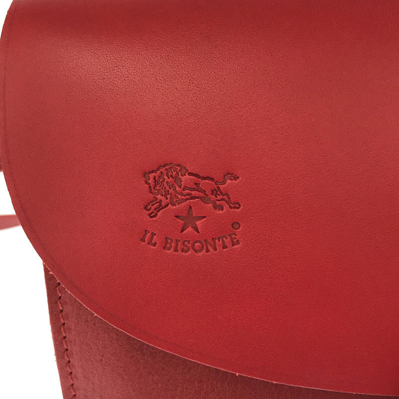 【新品】  IL BISONTE / イルビゾンテ | A2581 フラップ レザー ショルダー バッグ 保存袋有 | ボルドー | レディース