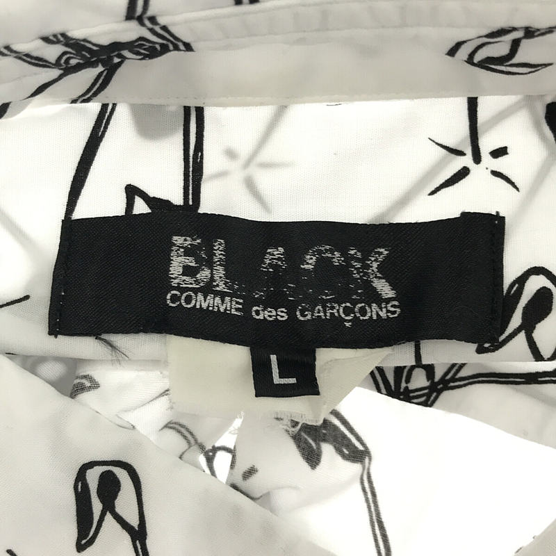 BLACK COMME des GARCONS / ブラックコムデギャルソン コットン セーフティピン プリント シャツ