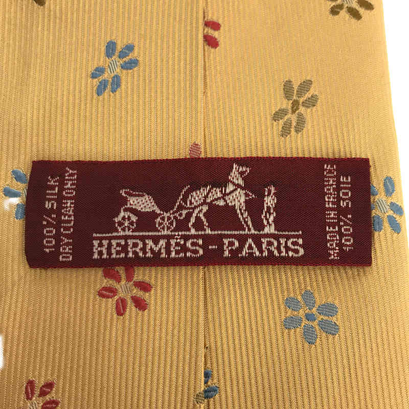 HERMES / エルメス フランス製 silk シルク 100％ 総柄 小花 フラワー ネクタイ