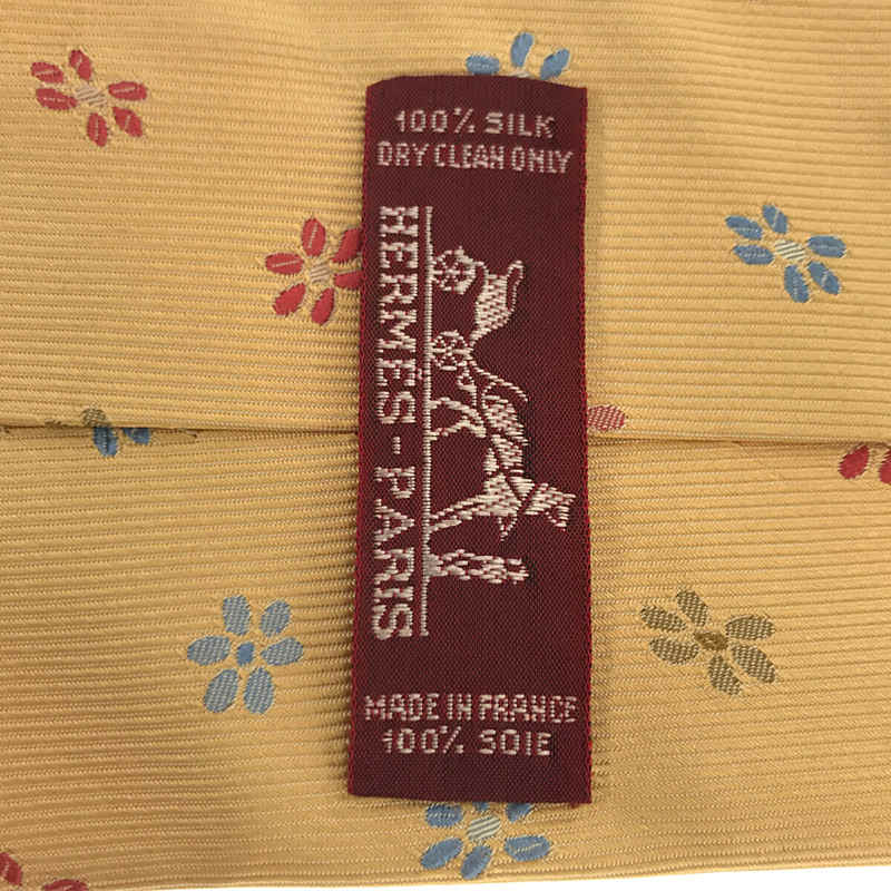 HERMES / エルメス フランス製 silk シルク 100％ 総柄 小花 フラワー ネクタイ