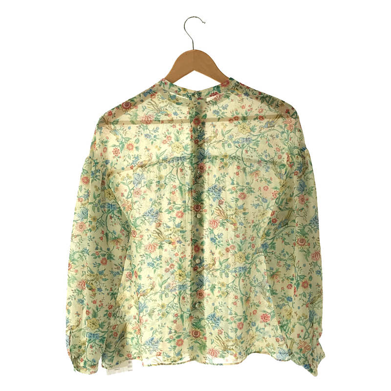 Shinzone / シンゾーン Print Smock Blouse 花 鳥 プリント スモックブラウス シャツ