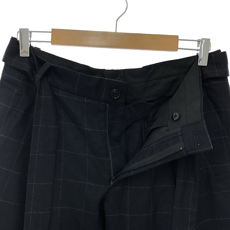 その他 セットアップ ウール ストレッチ ウインドペンチェック 刺しゅう ノーカラージャケット / ベルテッド タックスラックス