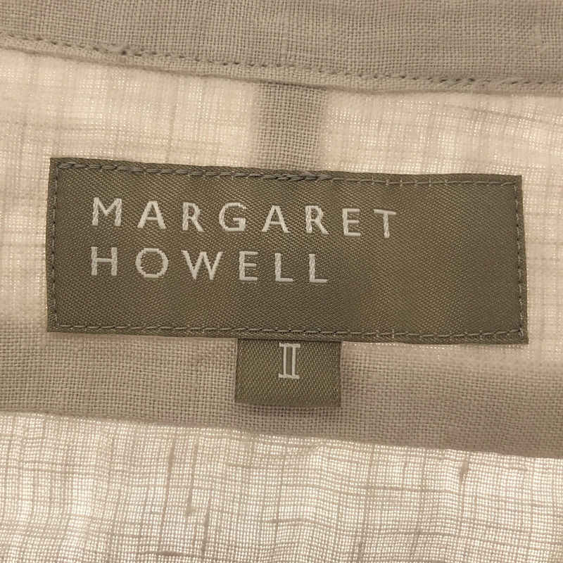 MARGARET HOWELL / マーガレットハウエル | 千鳥格子 フリル装飾 バンドカラーシャツ | 2 | グレー | レディース