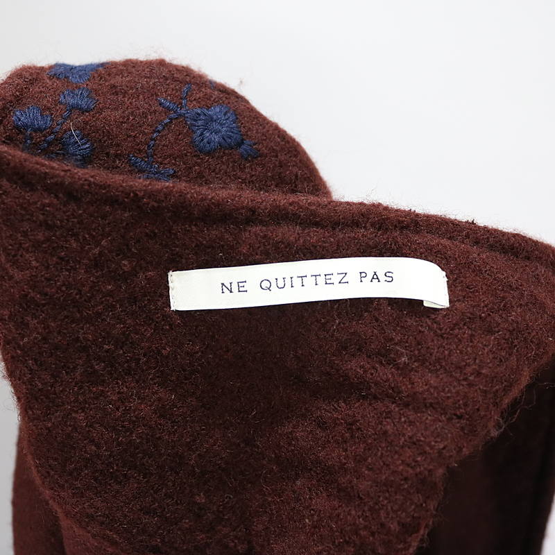 ne Quittez pas / ヌキテパ WOOL EMB BELT COAT ウール刺繍ガウンコート