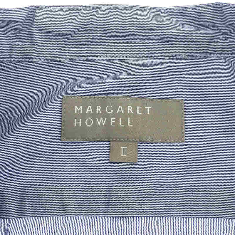 コットン ストライプ バンドカラー プルオーバー シャツMARGARET HOWELL / マーガレットハウエル