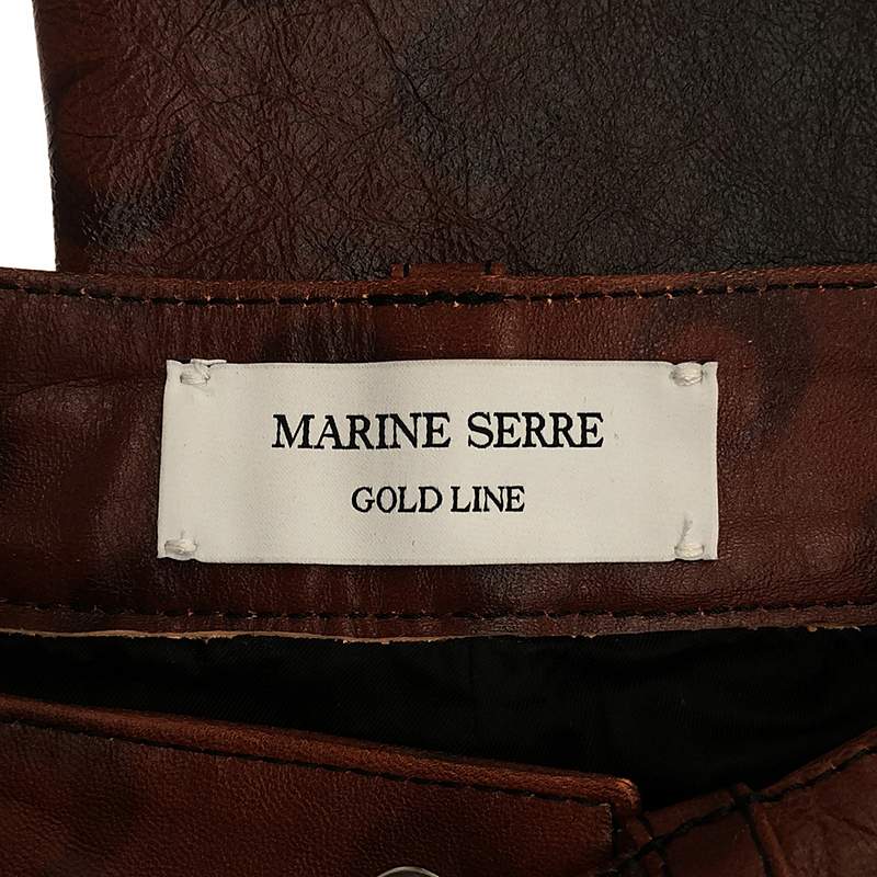 MARINE SERRE / マリーンセル airbrushed crafted pants / 羊革 ラムレザー 総柄 レザーパンツ / 総裏地