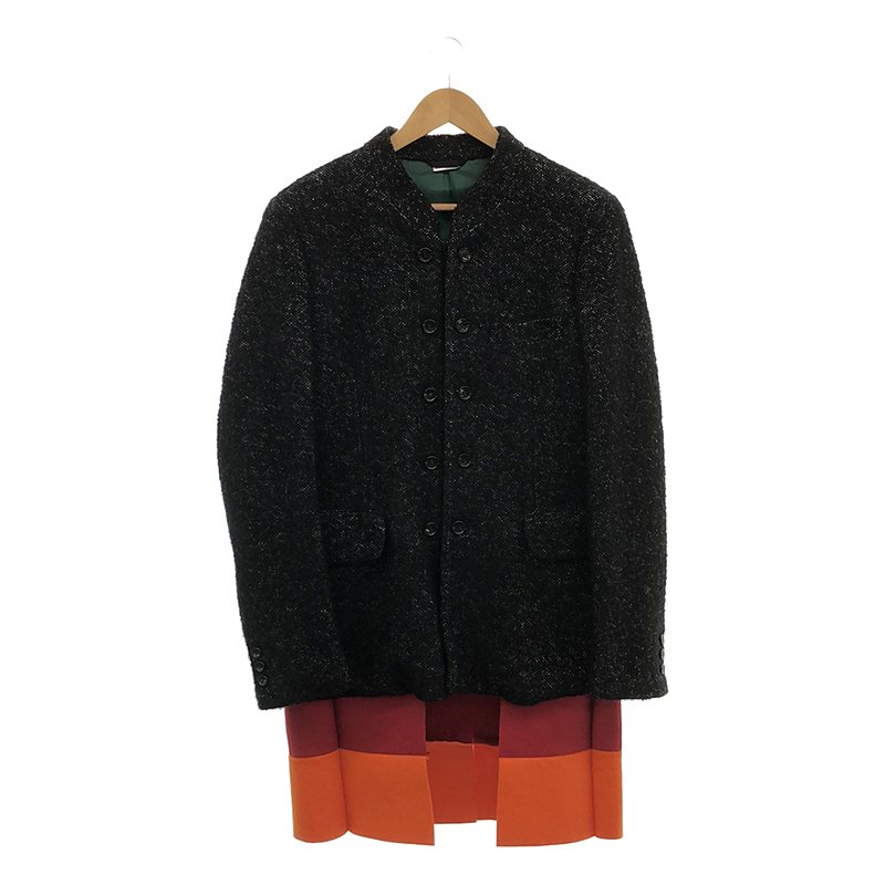 ノマド ツイード 異素材ドッキング ノーカラーロングジャケットCOMME des GARCONS HOMME PLUS / コムデギャルソンオムプリュス