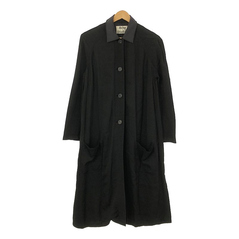 JOYCE LI MIX COAT リネンミックス 襟切替 エルボーパッチ ステンカラーコート