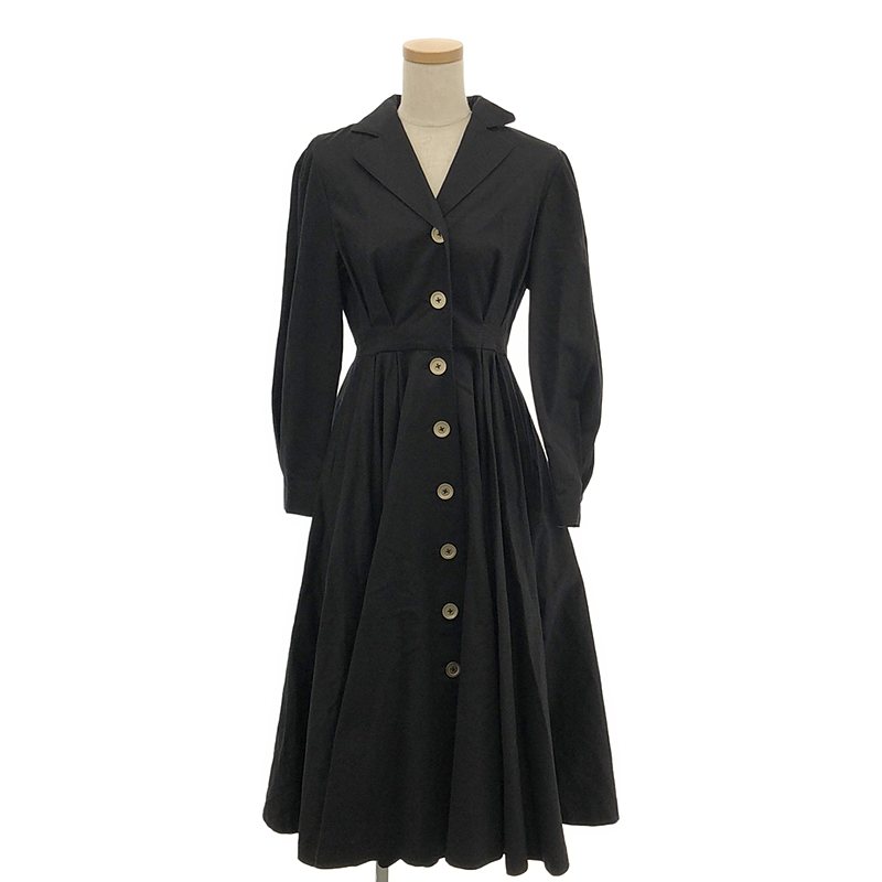 【THE DRESS #17】 open collar gold button dress オープンカラーゴールドボタンドレス