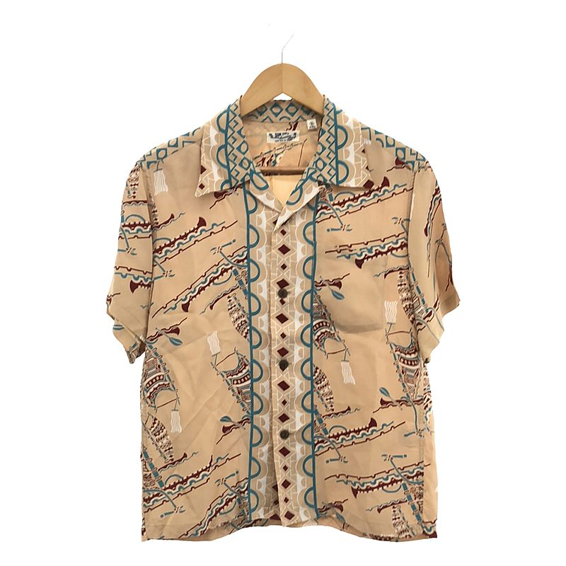 RAYON HAWAIIAN SHIRT / POLYNESIAN CANOE / SS38323 レーヨン オープンカラー アロハシャツ