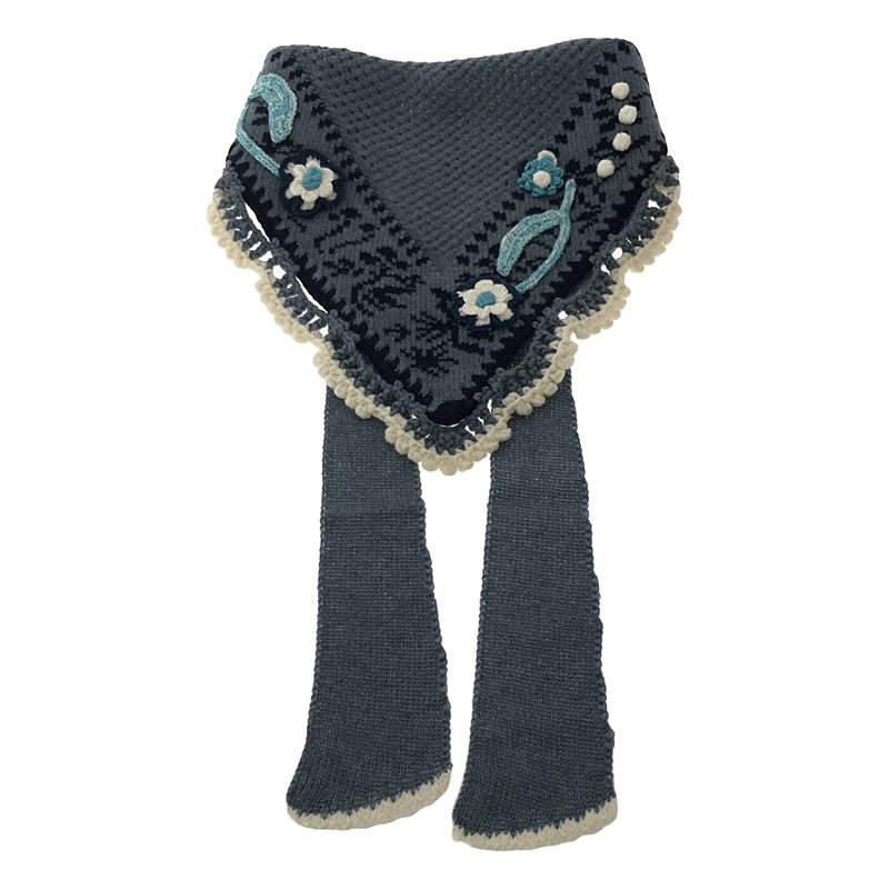 floral motif hand-knitted scarf / フローラル ニット スカーフ