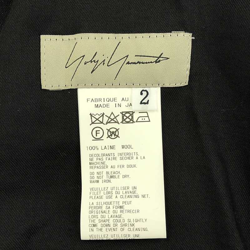 Yohji Yamamoto FEMME / ヨウジヤマモトファム WOOL GABARDINE BACKSIDE WRAP S PANTS ウールギャバジン 後ろフラシ布付き ワイドパンツ