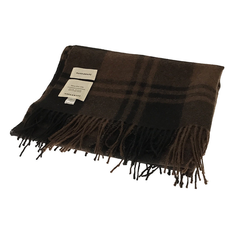 NATURAL COLOR ALPACA STOLE BROWN PLAID ナチュラルカラーアルパカ チェック ストール マフラーMARKAWARE  / マーカウェア