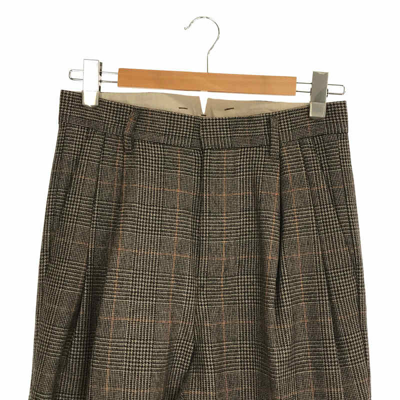 stein / シュタイン TWO TUCK WIDE TROUSERS WINDOW PEN ウール グレンチェック ツータック ワイド トラウザーズ パンツ