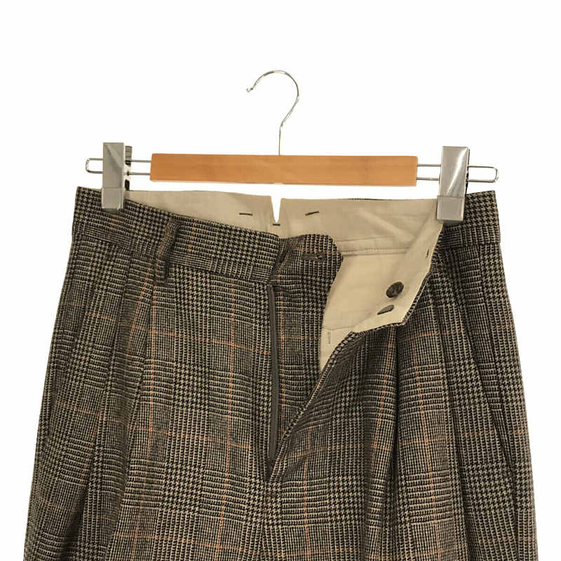 stein / シュタイン TWO TUCK WIDE TROUSERS WINDOW PEN ウール グレンチェック ツータック ワイド トラウザーズ パンツ