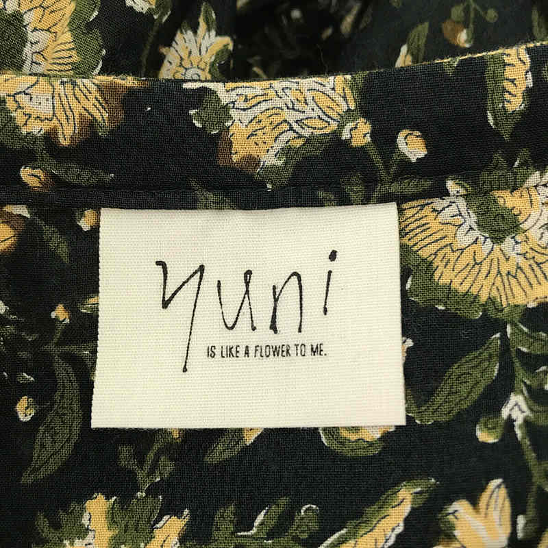 yuni IS LIKE A FLOWER TO ME / ユニ コットン 花柄 バンドカラー ロング ワンピース