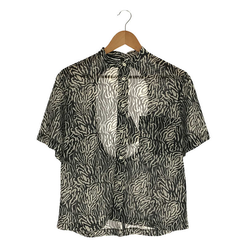 Back Open Print shirt  バックオープン 総柄 半袖シャツ