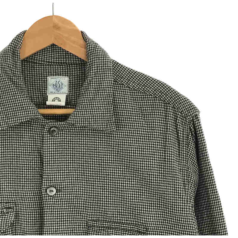 POST O'ALLS / ポストオーバーオールズ | Cruzer Shirt - Houndtooth コットンフランネル 千鳥格子 クルーザーシャツ USA製 | L | ブラック | メンズ