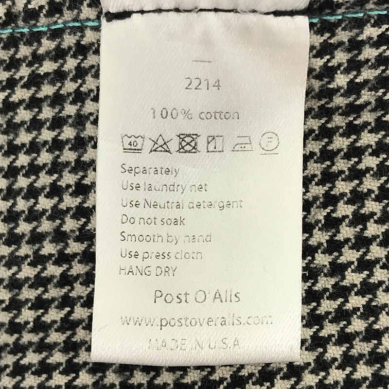 POST O'ALLS / ポストオーバーオールズ Cruzer Shirt - Houndtooth コットンフランネル 千鳥格子 クルーザーシャツ USA製