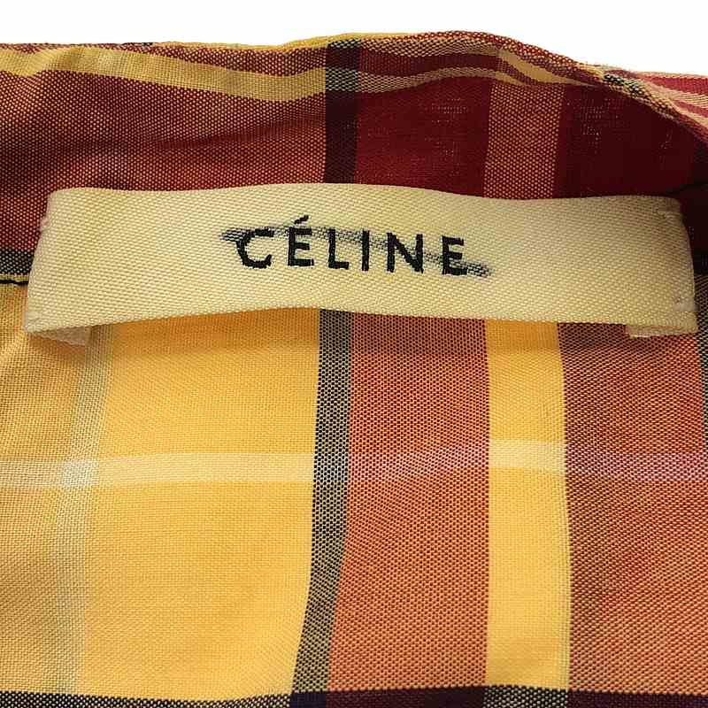 CELINE / セリーヌ フィービー期 異素材 切替 総柄 バックジップ ドレス ワンピース