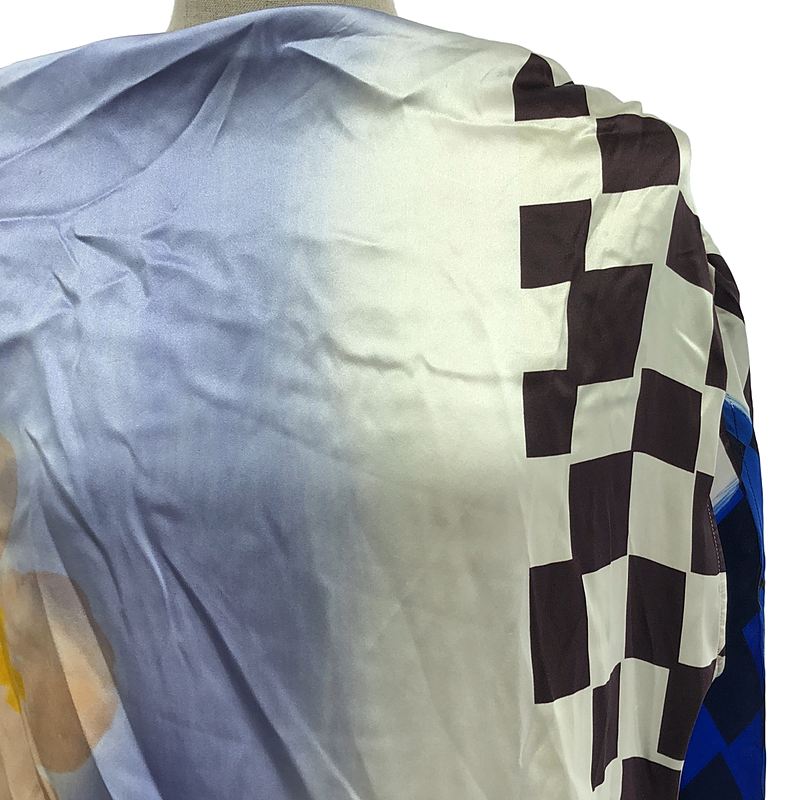 DRIES VAN NOTEN / ドリスヴァンノッテン プリント シルク ドレープ ロングワンピース