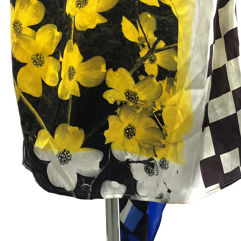 DRIES VAN NOTEN / ドリスヴァンノッテン プリント シルク ドレープ ロングワンピース