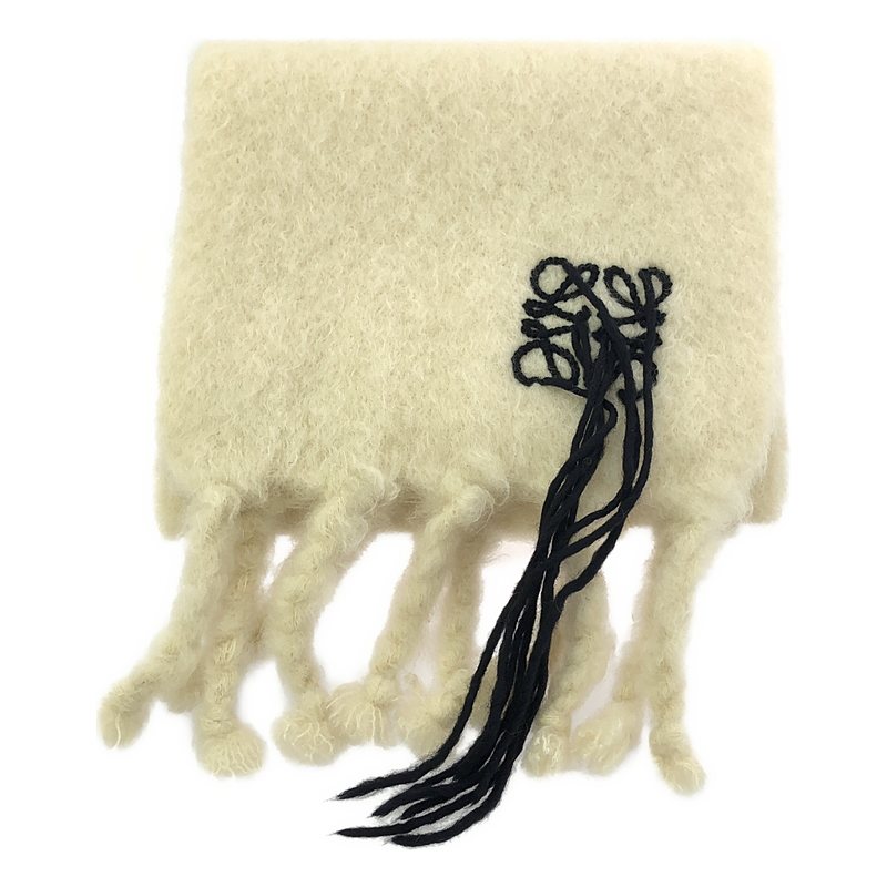 LOEWE / ロエベ モヘヤ アナグラム フリンジ 大判 ストール マフラー