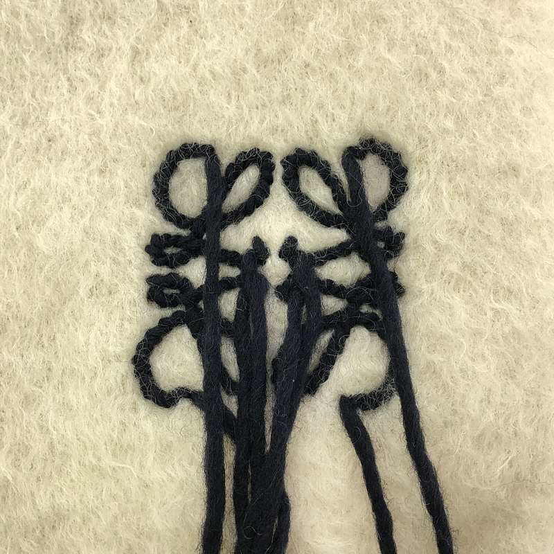 LOEWE / ロエベ モヘヤ アナグラム フリンジ 大判 ストール マフラー