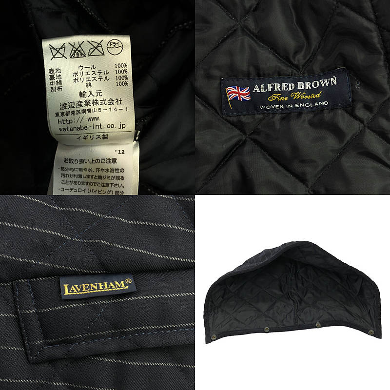 LAVENHAM / ラベンハム ALFRED BROWN / コーデュロイ切替 キルティング ジャケット / 着脱可フード