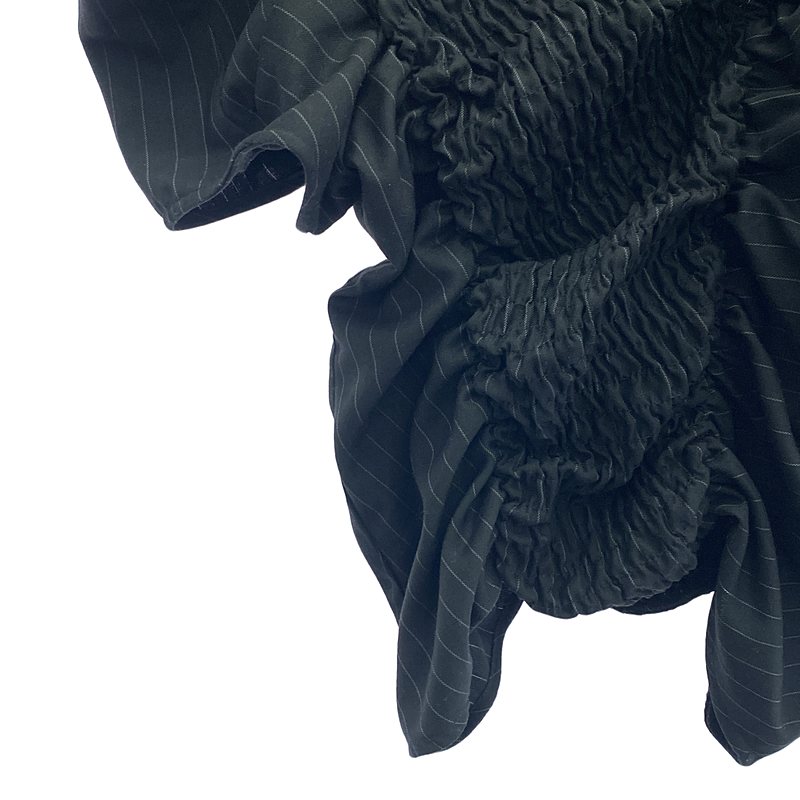 その他 Shirring Striped Top シャーリングストライプトップス