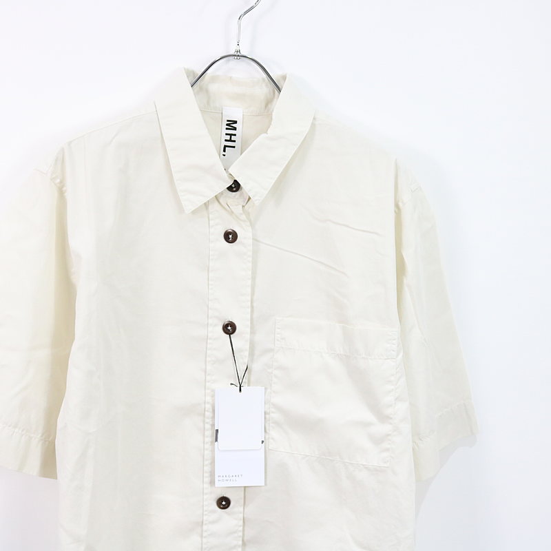 MHL. / エムエイチエル マーガレットハウエル GARMENT DYE BASIC POPLIN コットン半袖シャツ