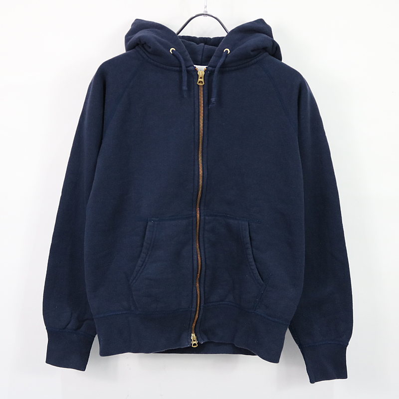 コットンジップアップパーカー navy