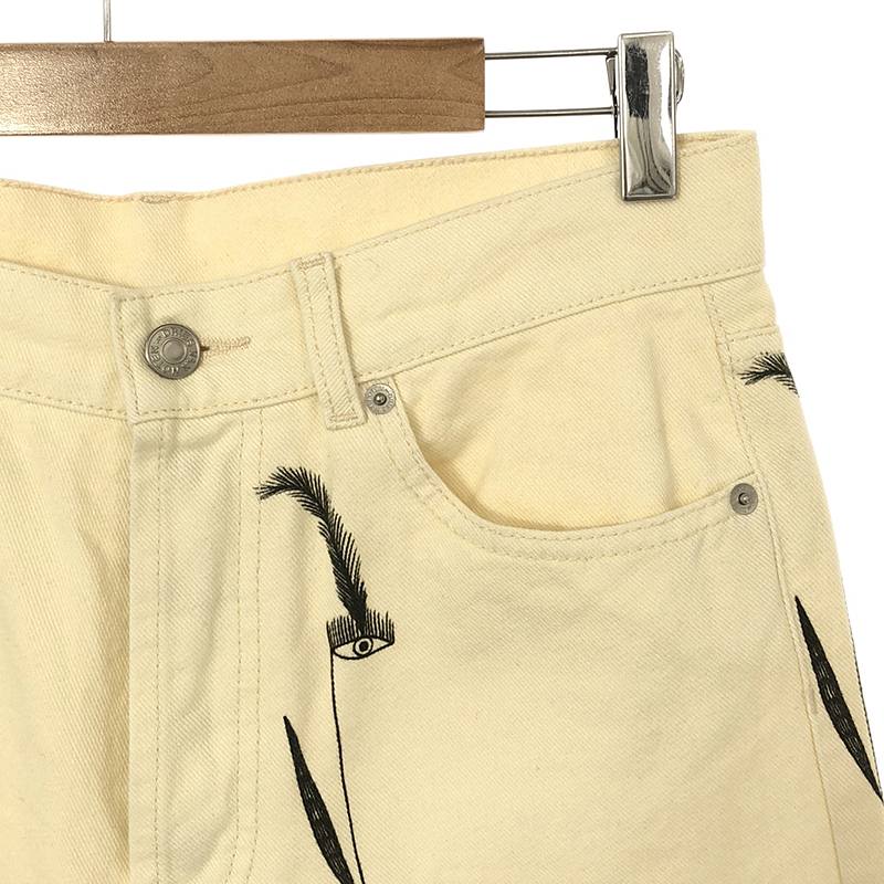 DRIES VAN NOTEN / ドリスヴァンノッテン outsider art white denim pants 孔雀柄 デニムパンツ