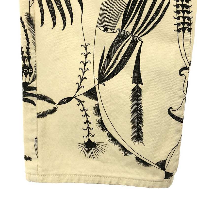 DRIES VAN NOTEN / ドリスヴァンノッテン outsider art white denim pants 孔雀柄 デニムパンツ