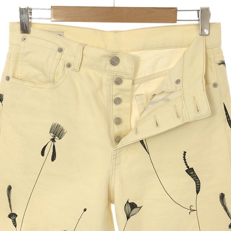 DRIES VAN NOTEN / ドリスヴァンノッテン outsider art white denim pants 孔雀柄 デニムパンツ