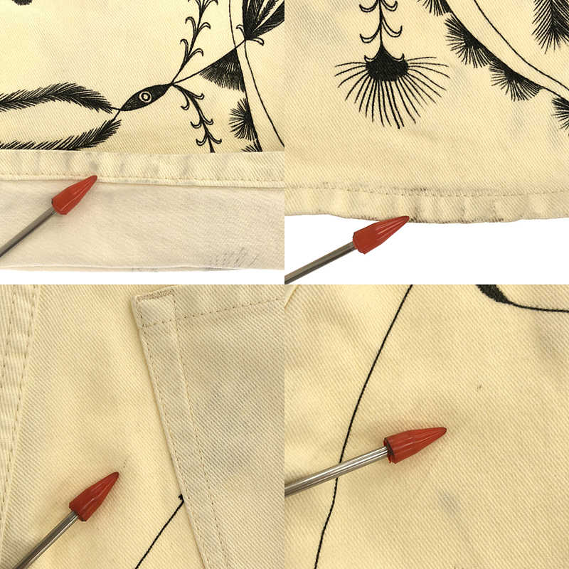 DRIES VAN NOTEN / ドリスヴァンノッテン outsider art white denim pants 孔雀柄 デニムパンツ