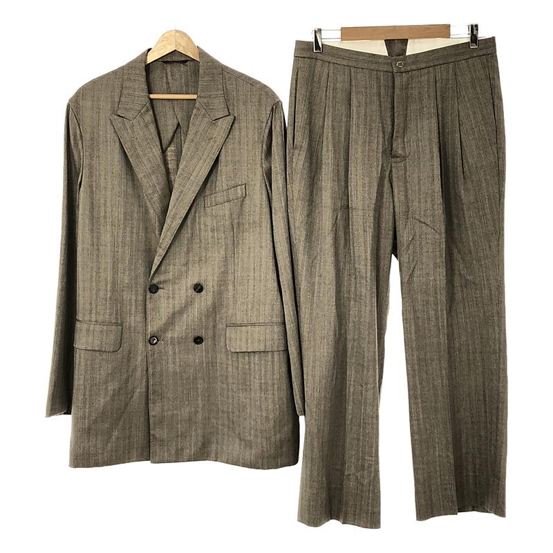 セットアップ 4B JACKET / TROUSER ウール ヘリンボーン ダブル テーラードジャケット / スラックス