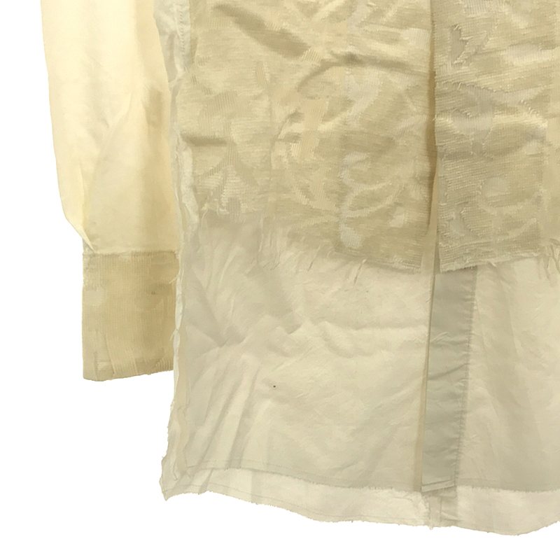 OLUBIYI THOMAS / オルヴィトーマス collarless shirt 異素材切替 カラーレス ロングシャツ