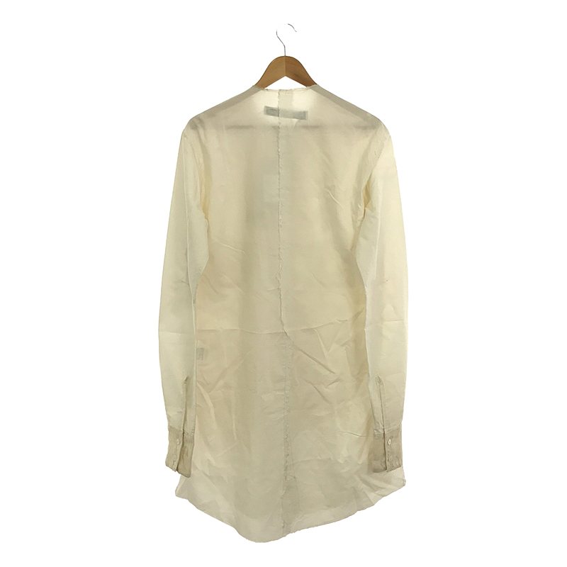 OLUBIYI THOMAS / オルヴィトーマス collarless shirt 異素材切替 カラーレス ロングシャツ