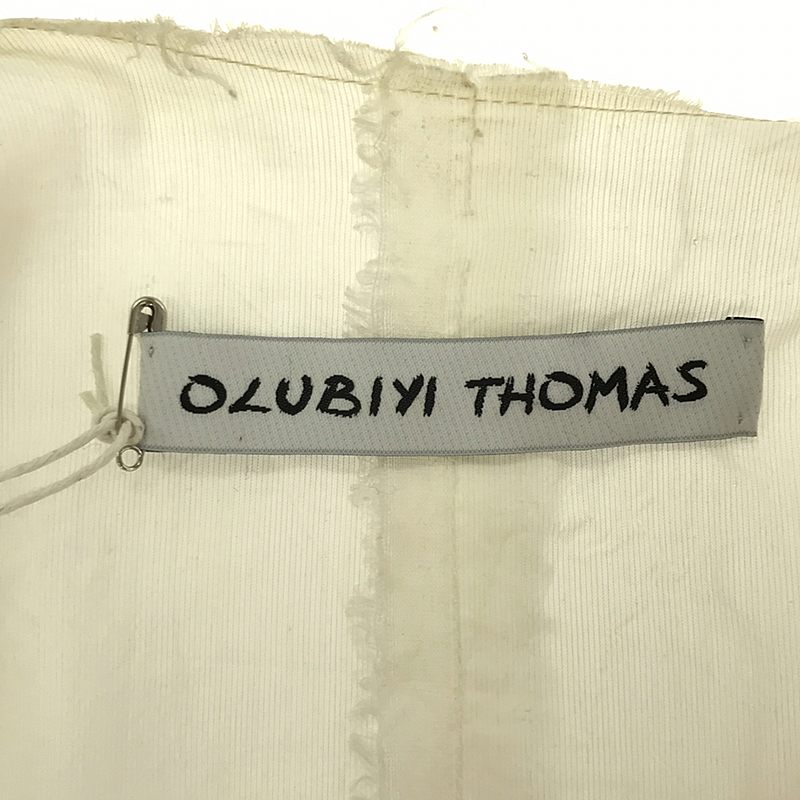 OLUBIYI THOMAS / オルヴィトーマス collarless shirt 異素材切替 カラーレス ロングシャツ