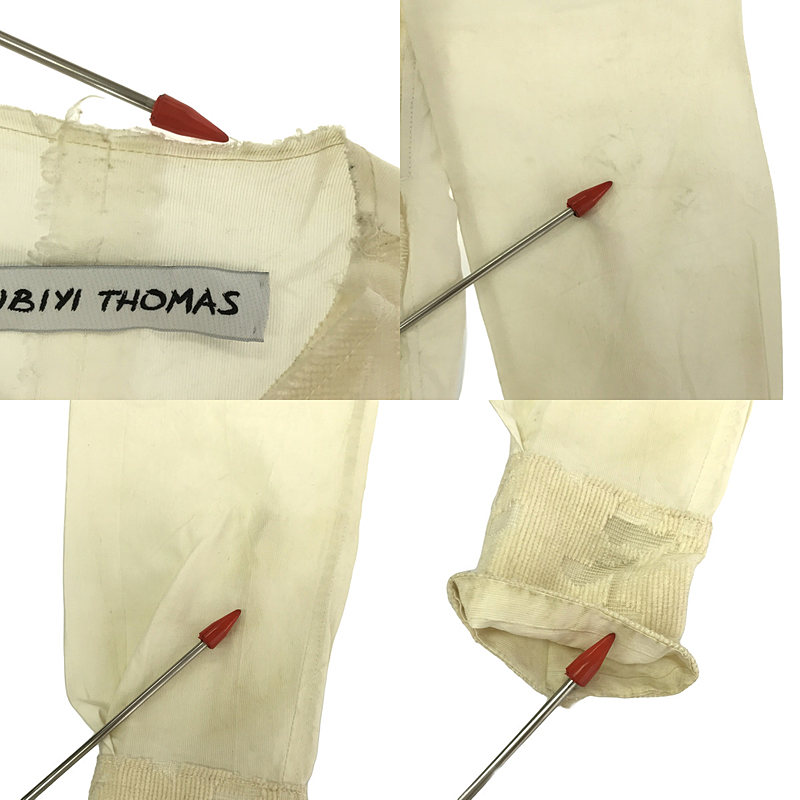 OLUBIYI THOMAS / オルヴィトーマス collarless shirt 異素材切替 カラーレス ロングシャツ