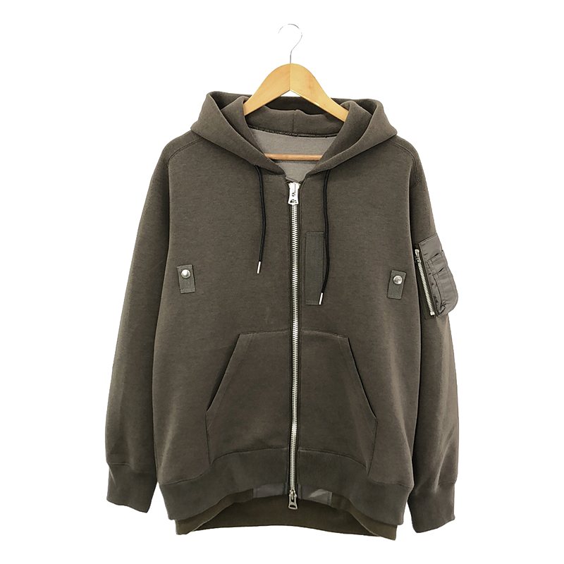 Sponge Sweat x Nylon Twill Hoodie / ドッキング レイヤード MA-1 スウェット フーディ / ジップ パーカー