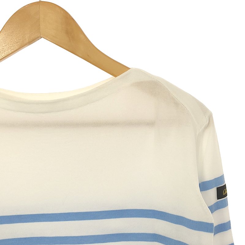 Drawer / ドゥロワー 18Gコットンボーダークルーネックニット