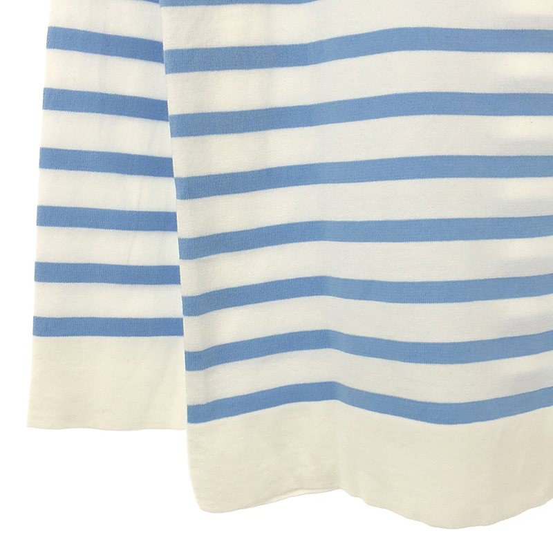 Drawer / ドゥロワー 18Gコットンボーダークルーネックニット