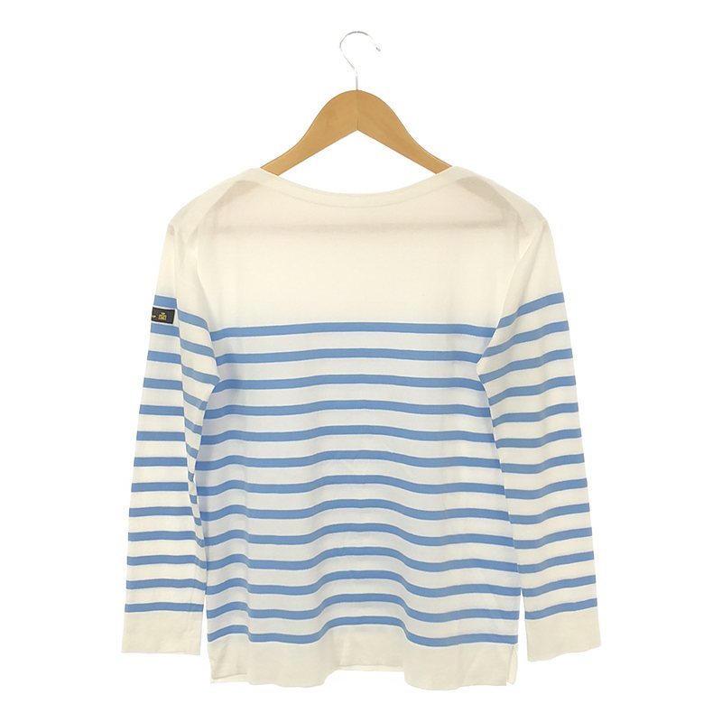 Drawer / ドゥロワー 18Gコットンボーダークルーネックニット