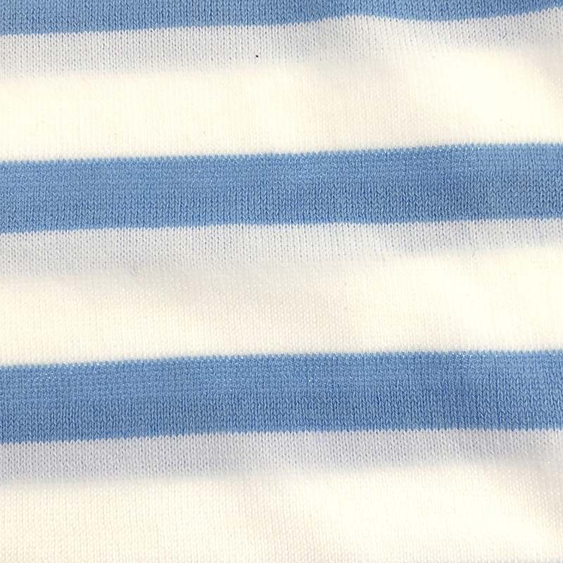 Drawer / ドゥロワー 18Gコットンボーダークルーネックニット