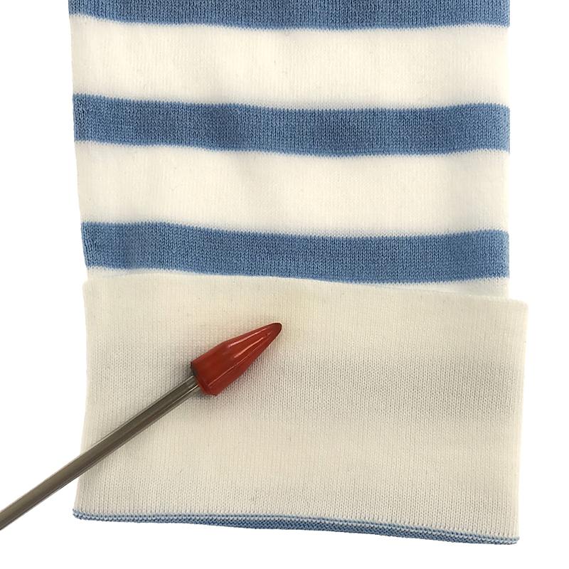 Drawer / ドゥロワー 18Gコットンボーダークルーネックニット